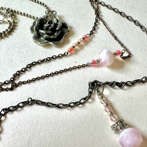 Two Necklaces, 3 Tier, Rose